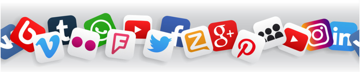 social media icons in a stretch banner